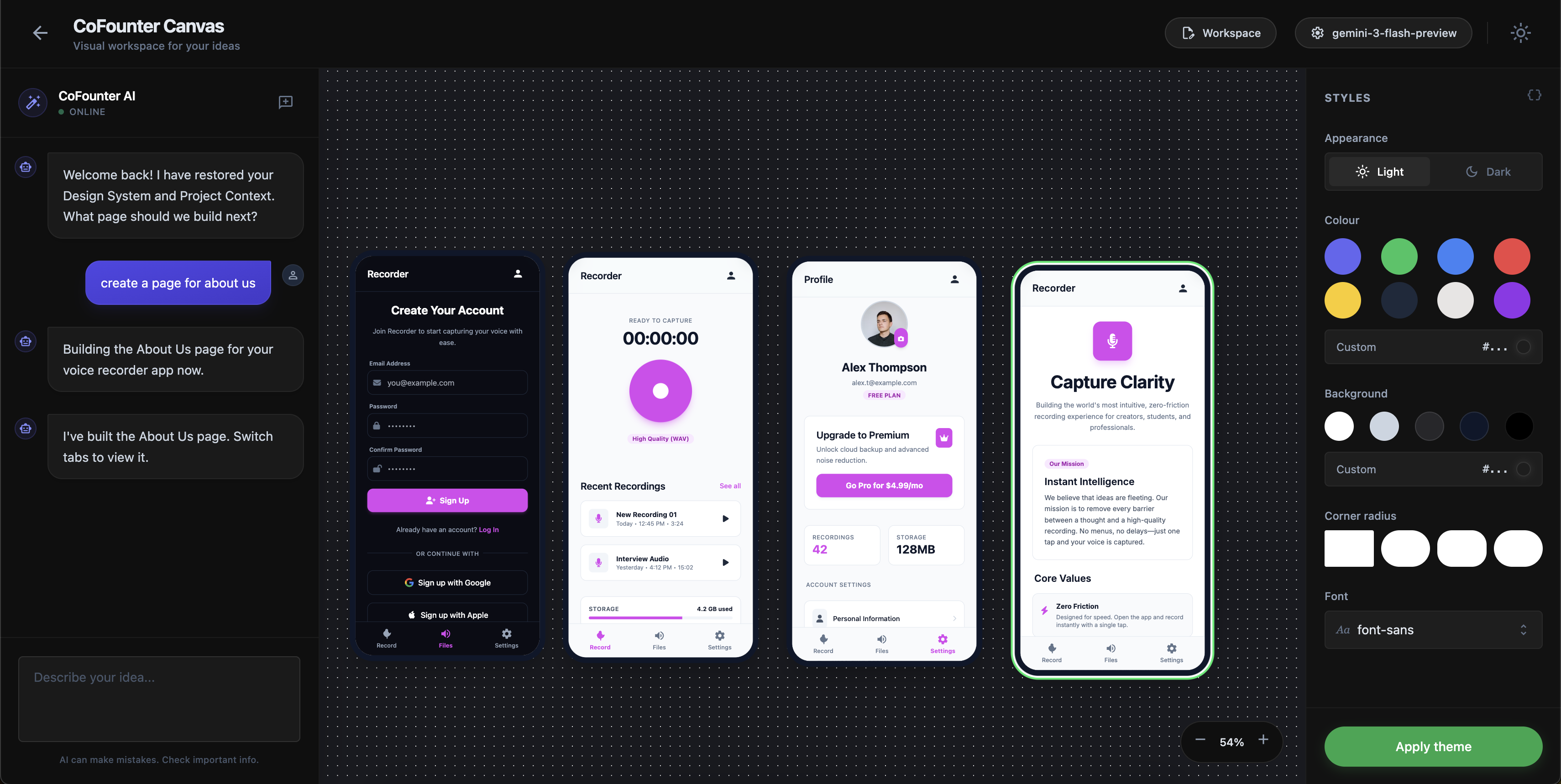 CoFounter AI Canvas Builder
